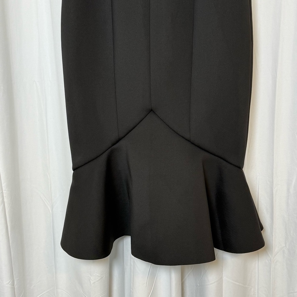 Badgley Mischka Off Shoulder Belted Scuba Dress Black NWT Size 8 - Picture 8 of 14